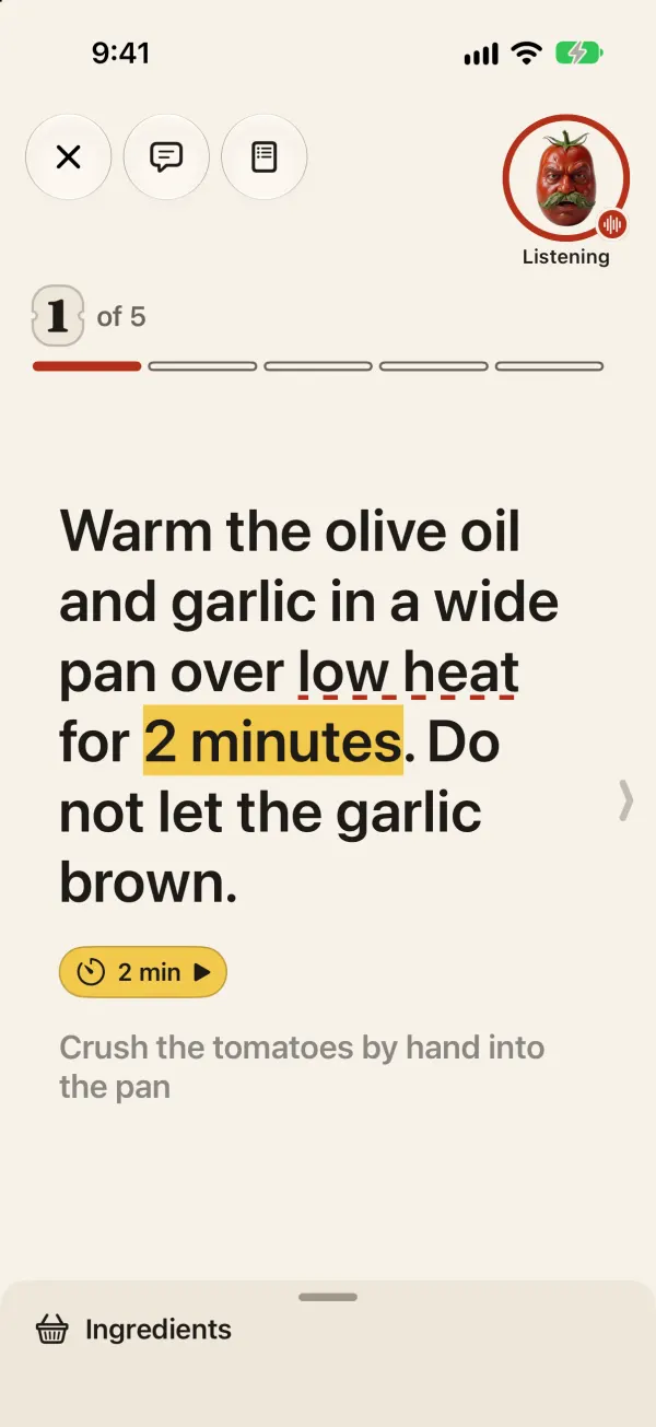 Cook mode: one big step, Mario in the corner